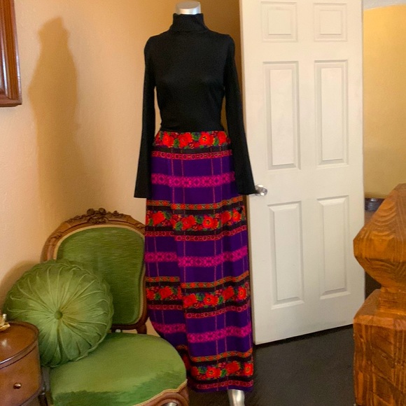 Vintage Boho 1960’s Neon Maxi Dress By Saba California .  Sz S - Picture 2 of 5